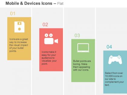 Floppy drive video laptop gaming console ppt icons graphics