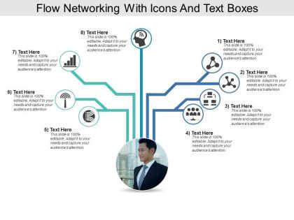 Flow networking with icons and text boxes