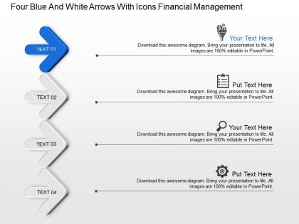 four_blue_and_white_arrows_with_icons_financial_management_powerpoint_template_slide_Slide01