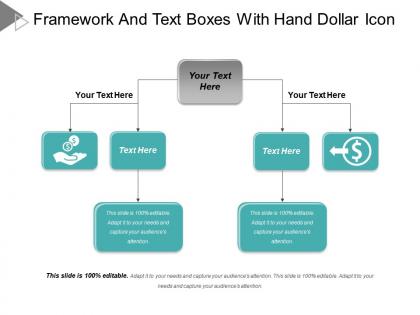 Framework and text boxes with hand dollar icon