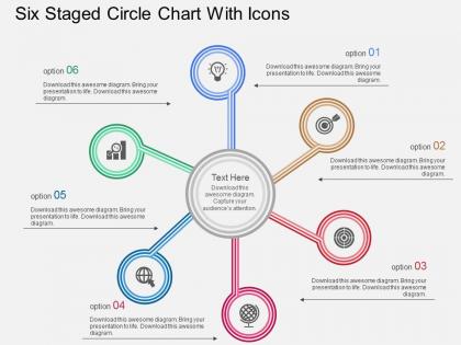 Fu six staged circle chart with icons flat powerpoint design