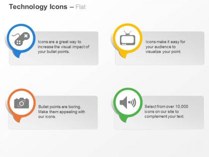 Gaming console camera television ppt icons graphics