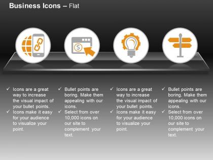 Globe mobile storage gear bulb signboard ppt icons graphics