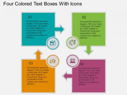 Gp four colored text boxes with icons flat powerpoint design