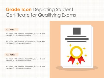 Grade icon depicting student certificate for qualifying exams