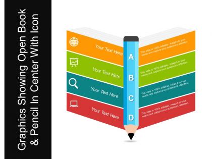 Graphics showing open book and pencil in center with icon
