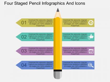 Gs four staged pencil infographics and icons flat powerpoint design