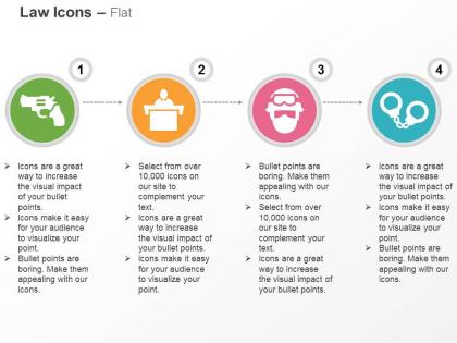 Gun case judge handcuffs ppt icons graphics