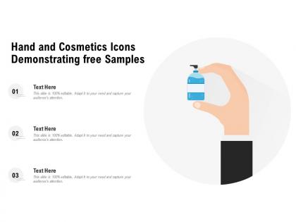 Hand and cosmetics icons demonstrating free samples
