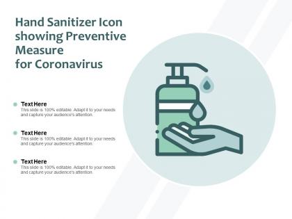 Hand sanitizer icon showing preventive measure for coronavirus