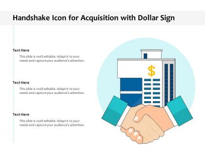 Handshake icon for acquisition with dollar sign