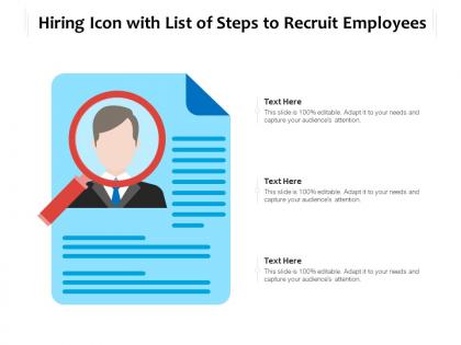 Hiring icon with list of steps to recruit employees