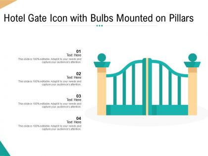 Hotel gate icon with bulbs mounted on pillars
