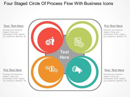 Hs four staged circle of process flow with business icons flat powerpoint design
