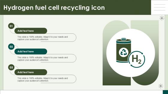 Hydrogen Fuel Cell Recycling Icon Ppt Sample