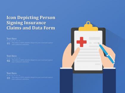 Icon depicting person signing insurance claims and data form
