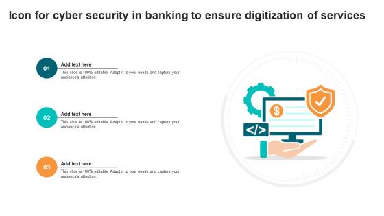 Icon For Cyber Security In Banking To Ensure Digitization Of Services