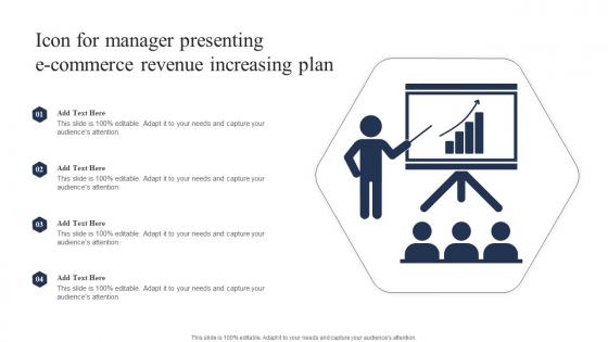 Icon For Manager Presenting E Commerce Revenue Increasing Plan