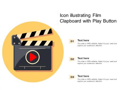 Icon illustrating film clapboard with play button