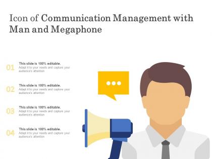 Icon of communication management with man and megaphone