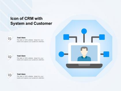 Icon of crm with system and customer