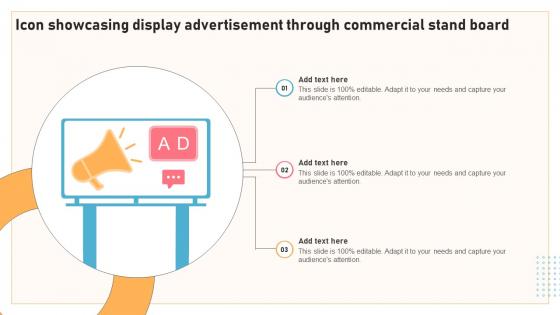 Icon Showcasing Display Advertisement Through Commercial Stand Board