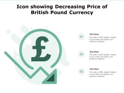 Icon showing decreasing price of british pound currency