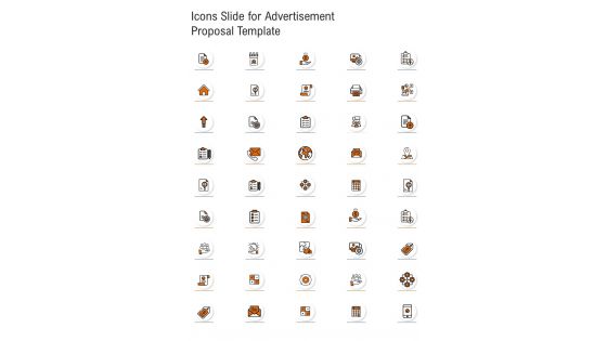 Icons Slide For Advertisement Proposal Template One Pager Sample Example Document