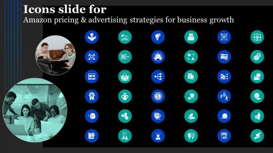 Icons Slide For Amazon Pricing And Advertising Strategies For Business Growth