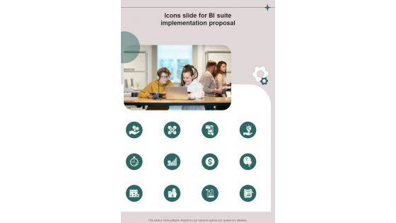 Icons Slide For BI Suite Implementation Proposal One Pager Sample Example Document