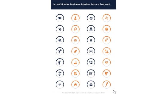 Icons Slide For Business Aviation Service Proposal One Pager Sample Example Document