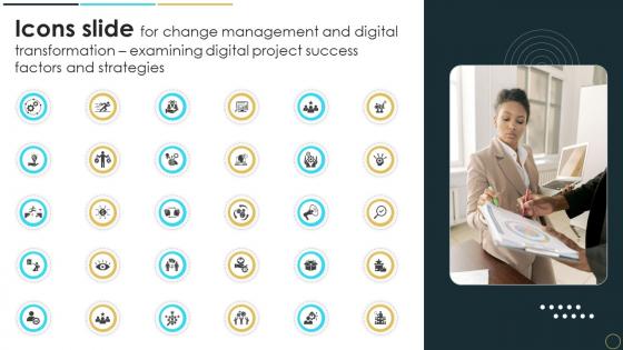 Icons Slide For Change Management And Digital Transformation Examining Digital Project Success