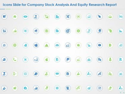Icons slide for company stock analysis and equity research report ppt presentation slide