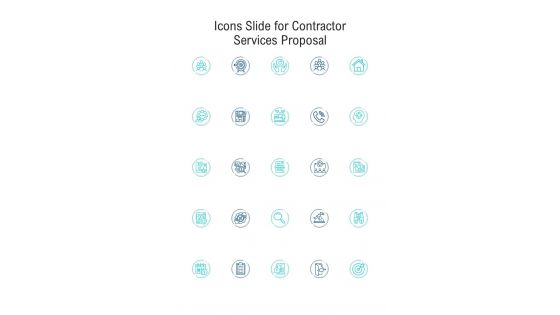 Icons Slide For Contractor Services Proposal One Pager Sample Example Document