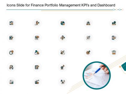 Icons slide for finance portfolio management kpis and dashboard ppt good