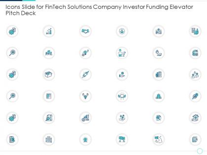 Icons slide for fintech solutions company investor funding elevator pitch deck ppt background