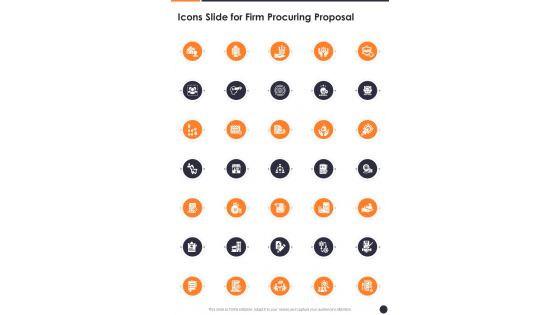 Icons Slide For Firm Procuring Proposal One Pager Sample Example Document