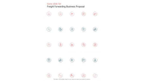 Icons Slide For Freight Forwarding Business Proposal One Pager Sample Example Document