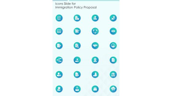 Icons Slide For Immigration Policy Proposal One Pager Sample Example Document