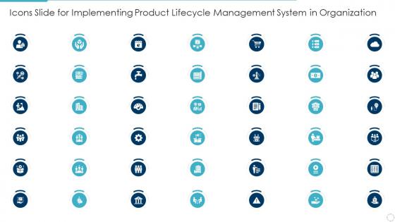 Icons slide for implementing product lifecycle management system in organization