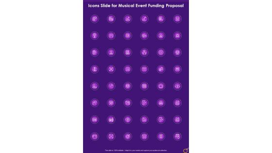 Icons Slide For Musical Event Funding Proposal One Pager Sample Example Document