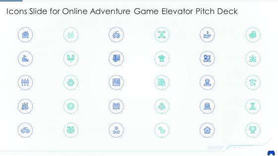 Icons slide for online adventure game elevator pitch deck