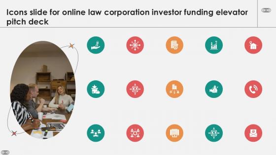 Icons Slide For Online Law Corporation Investor Funding Elevator Pitch Deck PPT Example