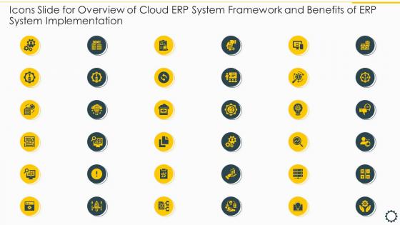Icons Slide For Overview Of Cloud ERP System Framework And Benefits Of ERP System Implementation