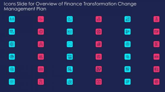 Icons Slide For Overview Of Finance Transformation Change Management Plan