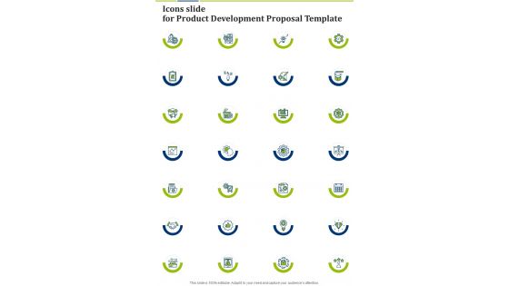 Icons Slide For Product Development Proposal Template One Pager Sample Example Document