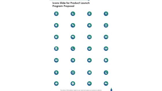 Icons Slide For Product Launch Program Proposal One Pager Sample Example Document