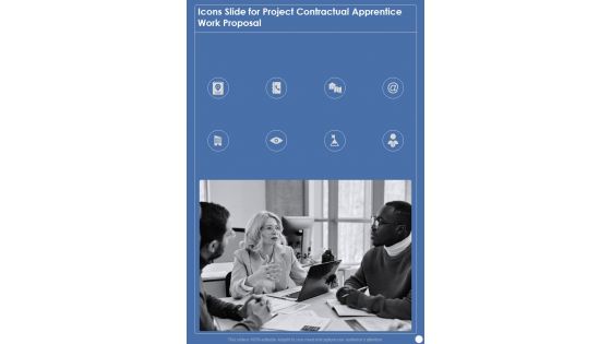 Icons Slide For Project Contractual Apprentice Work Proposal One Pager Sample Example Document