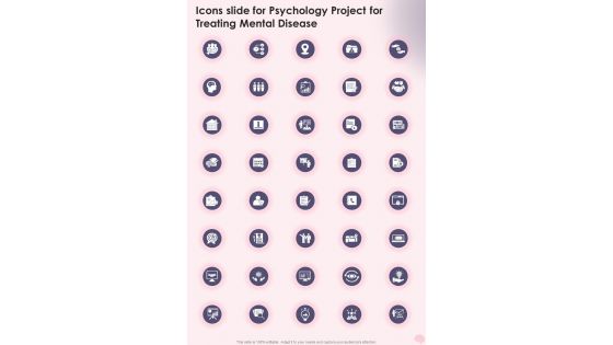 Icons Slide For Psychology Project For Treating Mental Disease One Pager Sample Example Document