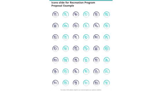 Icons Slide For Recreation Program Proposal Example One Pager Sample Example Document
